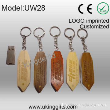 Wooden USB with Keychain/32GB Flash Drive for Customized Logo